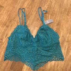 Aerie Emerald Green Asymmetrical Longline Bralette